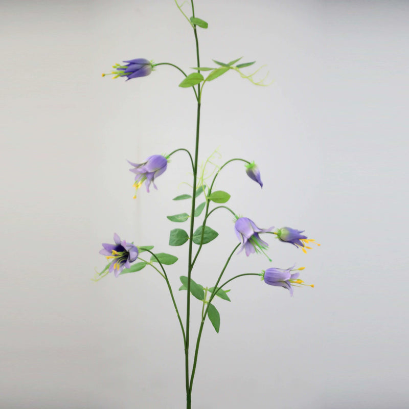 Single Stem Clematis Bellflower Artificial Silk Flower, 41" Tall, Light Luxury Style, 8 Blooms, Indoor Decor for Weddings, Homes, Offices