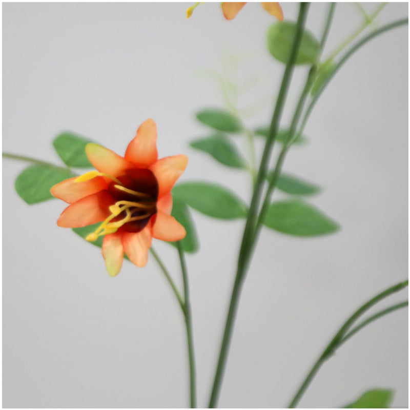 Single Stem Clematis Bellflower Artificial Silk Flower, 41" Tall, Light Luxury Style, 8 Blooms, Indoor Decor for Weddings, Homes, Offices