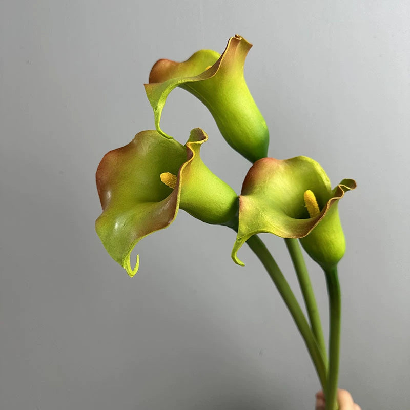 Single Stem Artificial Calla Lily, PU Material, 27" Tall, Realistic Design for Home Decor, Weddings, and Commercial Spaces, Available in White, Black, Light Green, and Orange