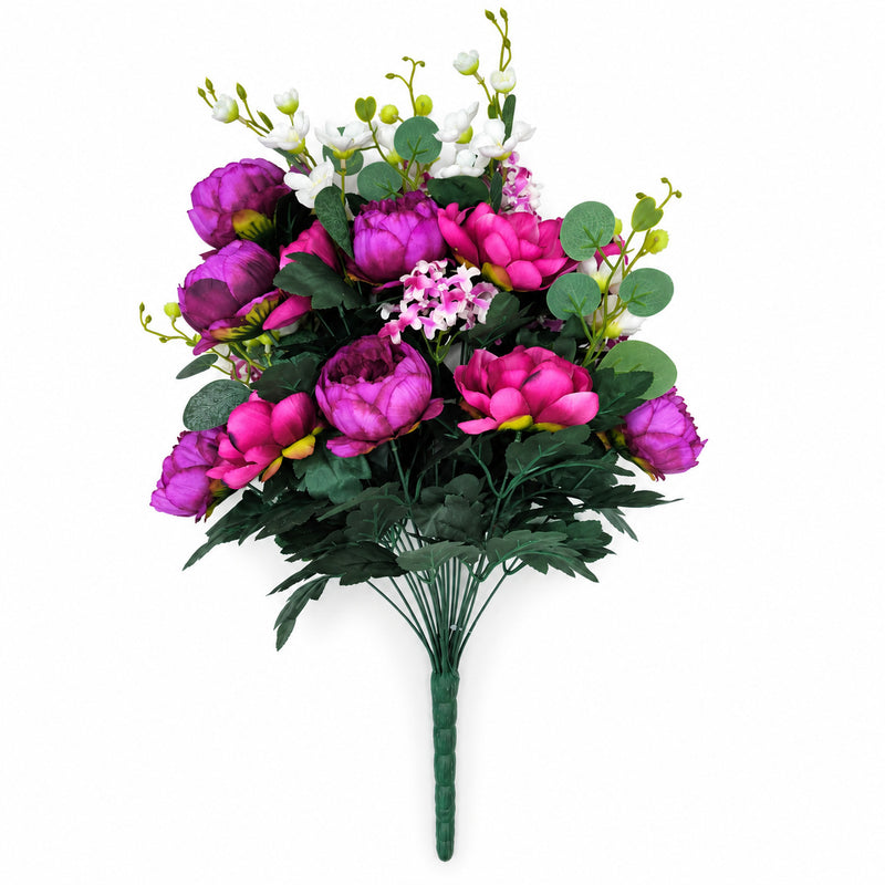 Artificial Peony Bush with 24 Blooms, 22" Tall, Wedding Decor, Home Arrangement, DIY Floral Projects