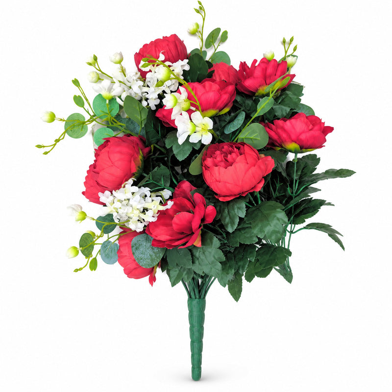 Artificial Peony Bush with 24 Blooms, 22" Tall, Wedding Decor, Home Arrangement, DIY Floral Projects
