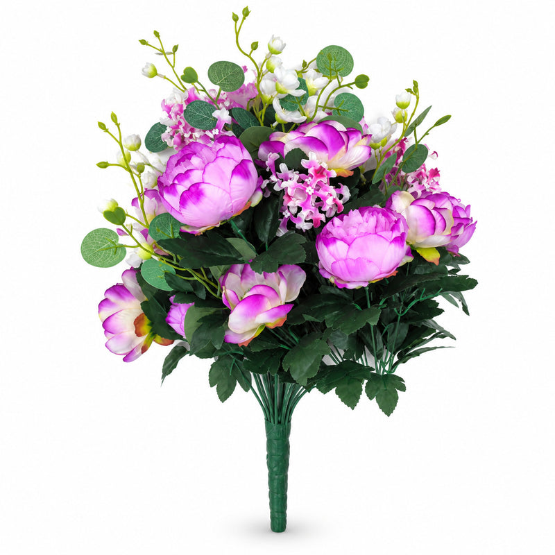 Artificial Peony Bush with 24 Blooms, 22" Tall, Wedding Decor, Home Arrangement, DIY Floral Projects