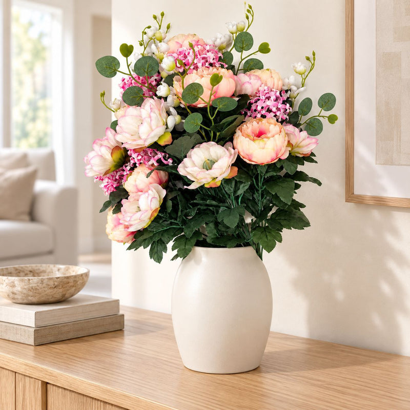 Artificial Peony Bush with 24 Blooms, 22" Tall, Wedding Decor, Home Arrangement, DIY Floral Projects
