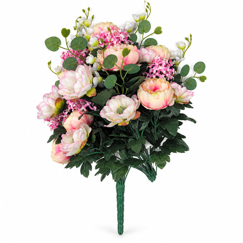 Artificial Peony Bush with 24 Blooms, 22" Tall, Wedding Decor, Home Arrangement, DIY Floral Projects