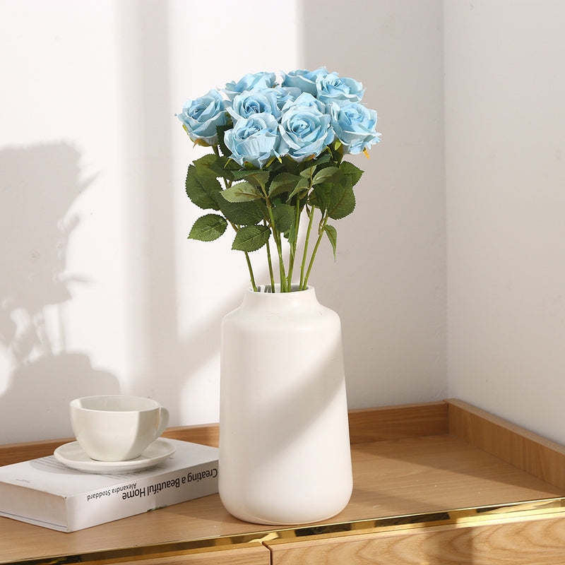 Artificial Rose Single Stem, 20 Inches Tall, 2.76 Inches Bloom, Silk Fabric, Set of 10, Wedding, Home Decor, Valentine's Day