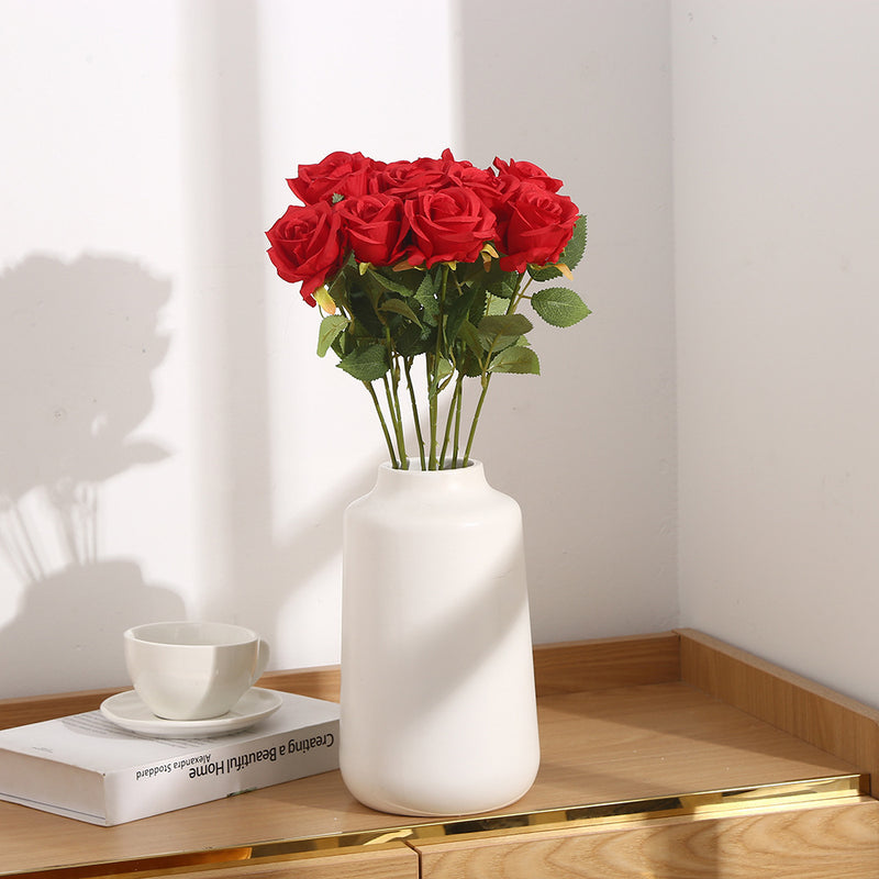 Artificial Rose Single Stem, 20 Inches Tall, 2.76 Inches Bloom, Silk Fabric, Set of 10, Wedding, Home Decor, Valentine's Day
