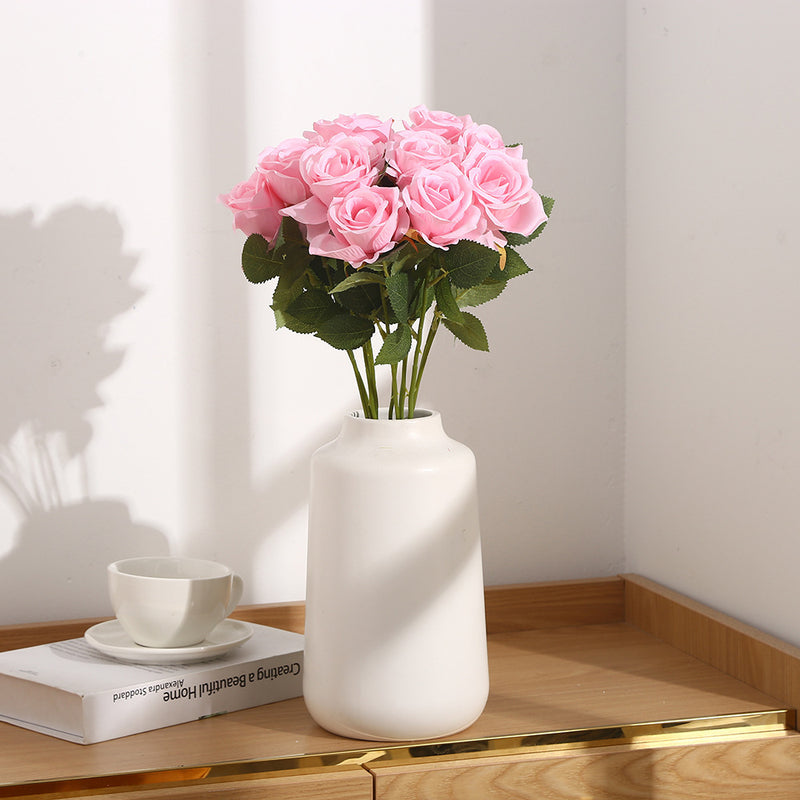 Artificial Rose Single Stem, 20 Inches Tall, 2.76 Inches Bloom, Silk Fabric, Set of 10, Wedding, Home Decor, Valentine's Day