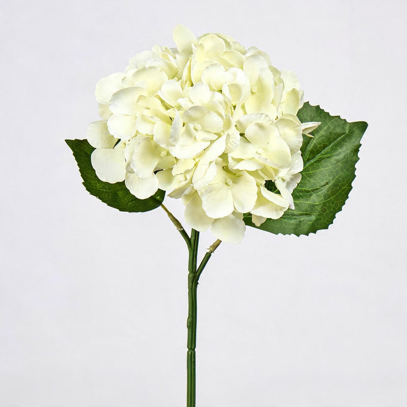 Artificial Hydrangea Single Stem, 16" Tall with 6" Bloom Head, Wedding & Event Decor, Indoor Use