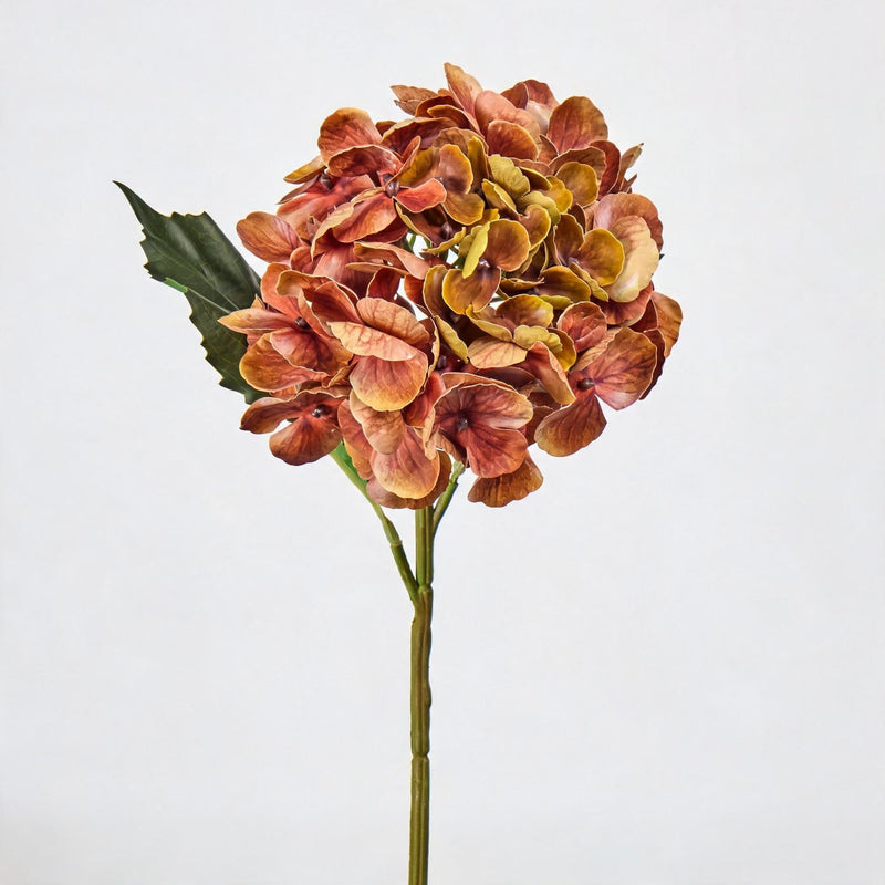 Artificial Hydrangea Single Stem, 16" Tall with 6" Bloom Head, Wedding & Event Decor, Indoor Use
