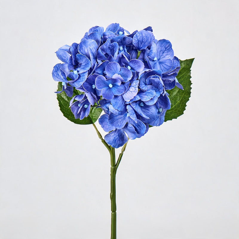 Artificial Hydrangea Single Stem, 16" Tall with 6" Bloom Head, Wedding & Event Decor, Indoor Use