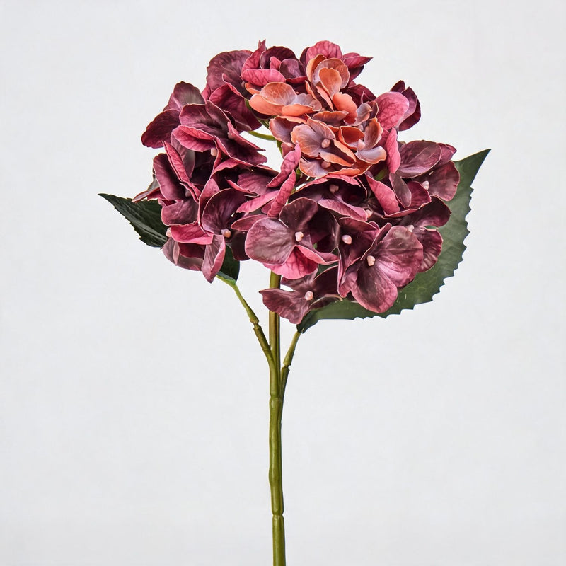 Artificial Hydrangea Single Stem, 16" Tall with 6" Bloom Head, Wedding & Event Decor, Indoor Use