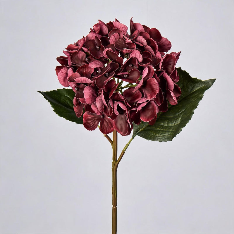 Artificial Hydrangea Single Stem, 16" Tall with 6" Bloom Head, Wedding & Event Decor, Indoor Use