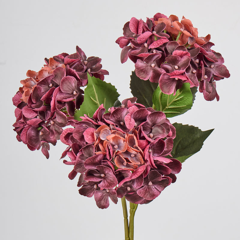 Artificial Hydrangea Single Stem, 16" Tall with 6" Bloom Head, Wedding & Event Decor, Indoor Use