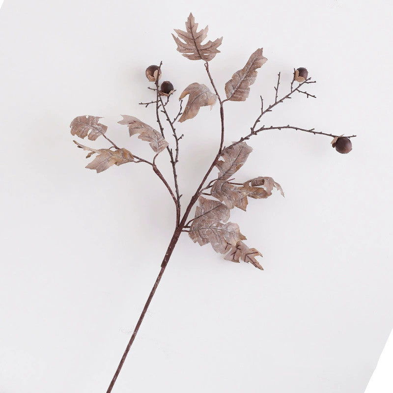 Artificial Maple Leaf Branches with Berries, 34" Realistic Faux Autumn Stems, Single Bendable Stem for Home Decor, Wedding Centerpieces, Fall Table Arrangements