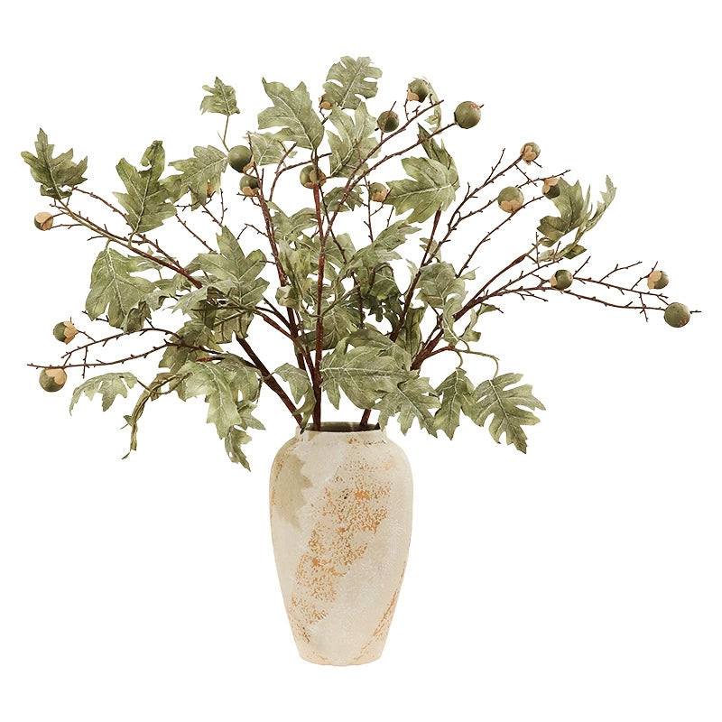 Artificial Maple Leaf Branches with Berries, 34" Realistic Faux Autumn Stems, Single Bendable Stem for Home Decor, Wedding Centerpieces, Fall Table Arrangements