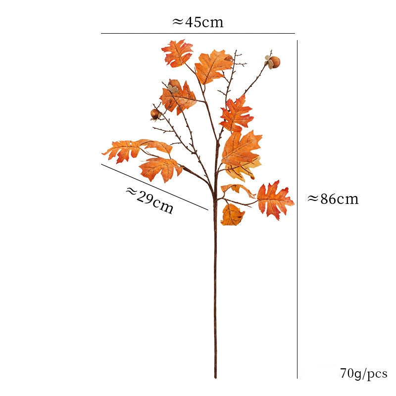 Artificial Maple Leaf Branches with Berries, 34" Realistic Faux Autumn Stems, Single Bendable Stem for Home Decor, Wedding Centerpieces, Fall Table Arrangements
