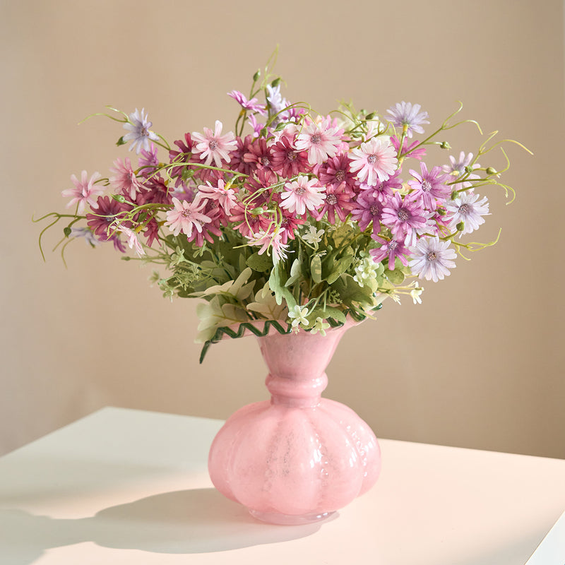 Artificial Chrysanthemum Bush, 15" Tall, Dutch Daisy Floral Stems for Home Decor, Weddings, and Seasonal Displays