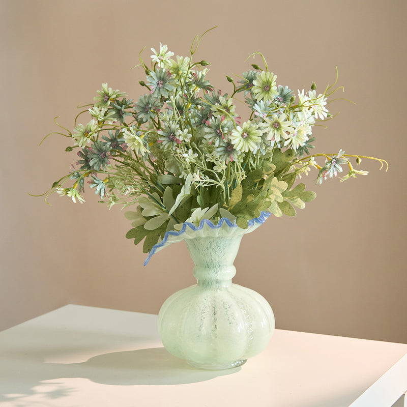 Artificial Chrysanthemum Bush, 15" Tall, Dutch Daisy Floral Stems for Home Decor, Weddings, and Seasonal Displays