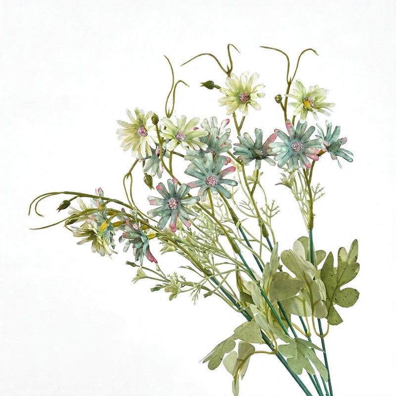 Artificial Chrysanthemum Bush, 15" Tall, Dutch Daisy Floral Stems for Home Decor, Weddings, and Seasonal Displays