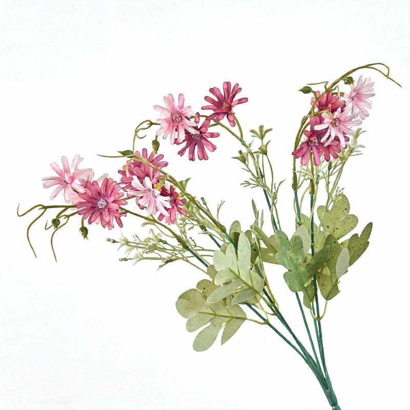 Artificial Chrysanthemum Bush, 15" Tall, Dutch Daisy Floral Stems for Home Decor, Weddings, and Seasonal Displays