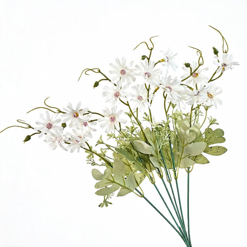 Artificial Chrysanthemum Bush, 15" Tall, Dutch Daisy Floral Stems for Home Decor, Weddings, and Seasonal Displays