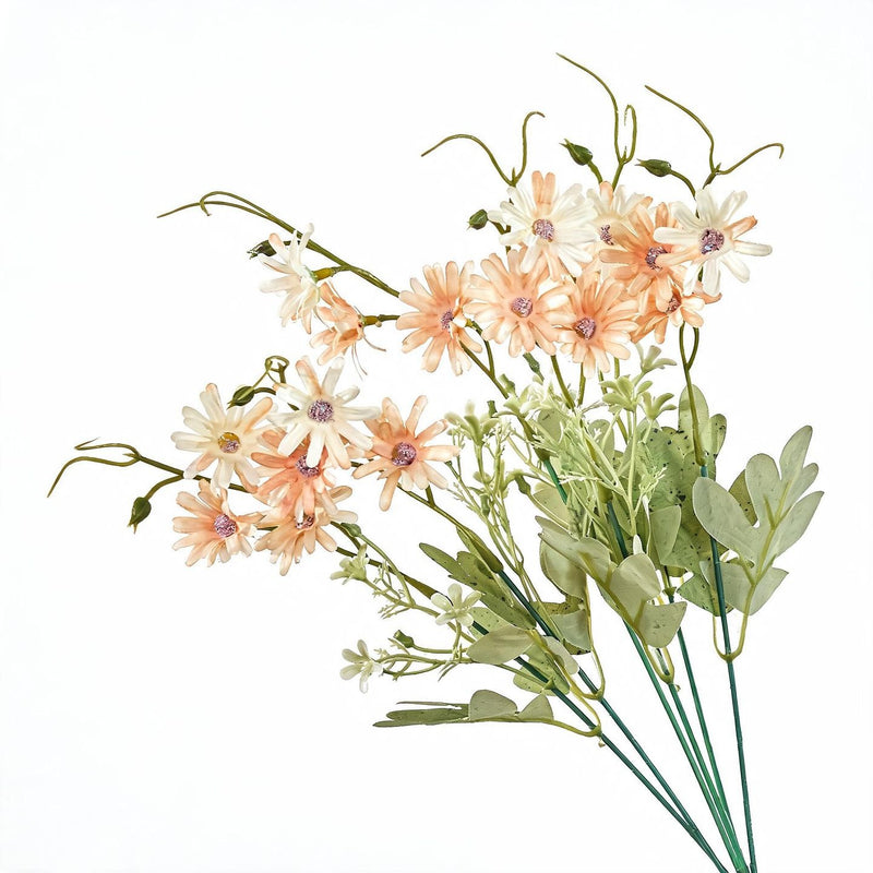 Artificial Chrysanthemum Bush, 15" Tall, Dutch Daisy Floral Stems for Home Decor, Weddings, and Seasonal Displays