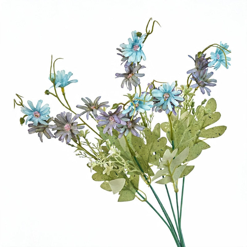 Artificial Chrysanthemum Bush, 15" Tall, Dutch Daisy Floral Stems for Home Decor, Weddings, and Seasonal Displays