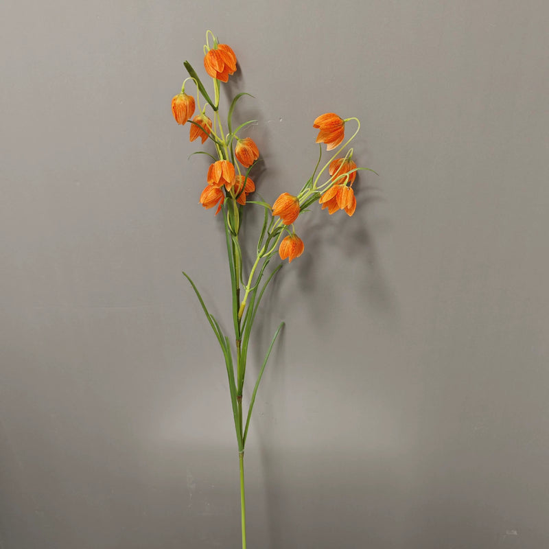 Artificial Fritillaria Flower Stem, 35" Single Silk Fritillary Stem with 12 Blooms, White & Green Realistic Faux Florals for Home Decor, Wedding Centerpieces, Commercial Displays