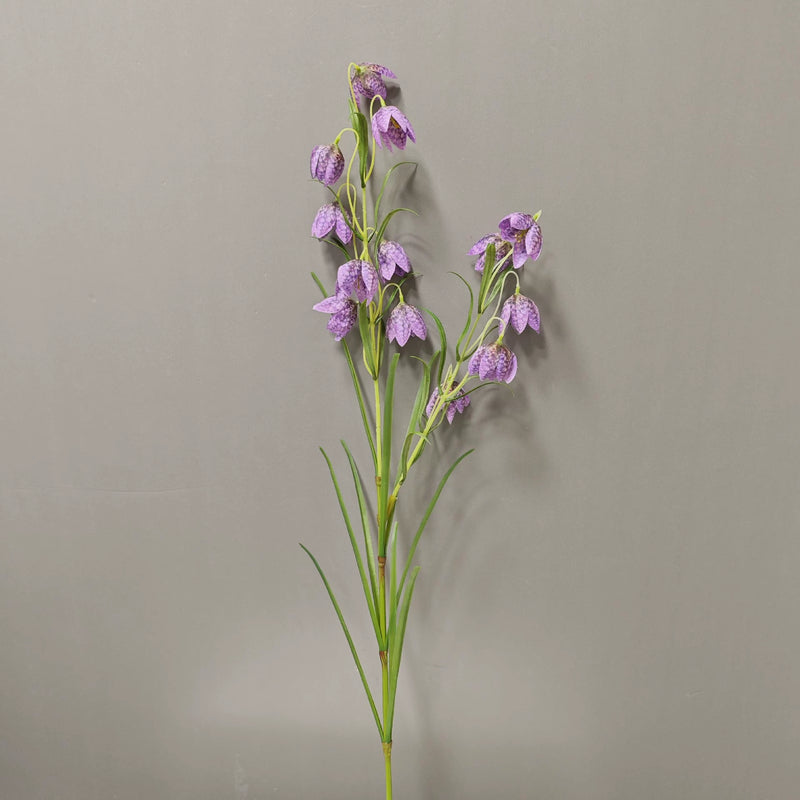 Artificial Fritillaria Flower Stem, 35" Single Silk Fritillary Stem with 12 Blooms, White & Green Realistic Faux Florals for Home Decor, Wedding Centerpieces, Commercial Displays