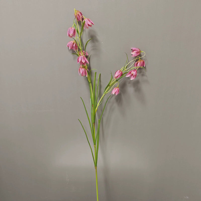 Artificial Fritillaria Flower Stem, 35" Single Silk Fritillary Stem with 12 Blooms, White & Green Realistic Faux Florals for Home Decor, Wedding Centerpieces, Commercial Displays
