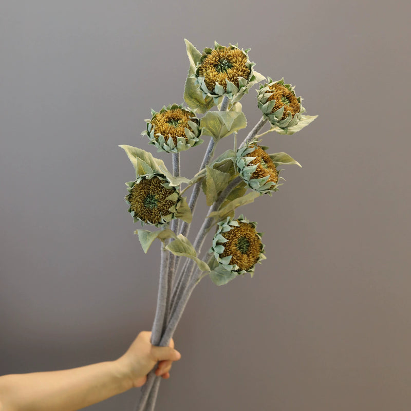 Artificial Single Stem Sunflower, 24" Tall with 3" Bloom, Realistic Faux Flower for Home Decor, Weddings & Commercial Displays, Yellow or Dark Brown