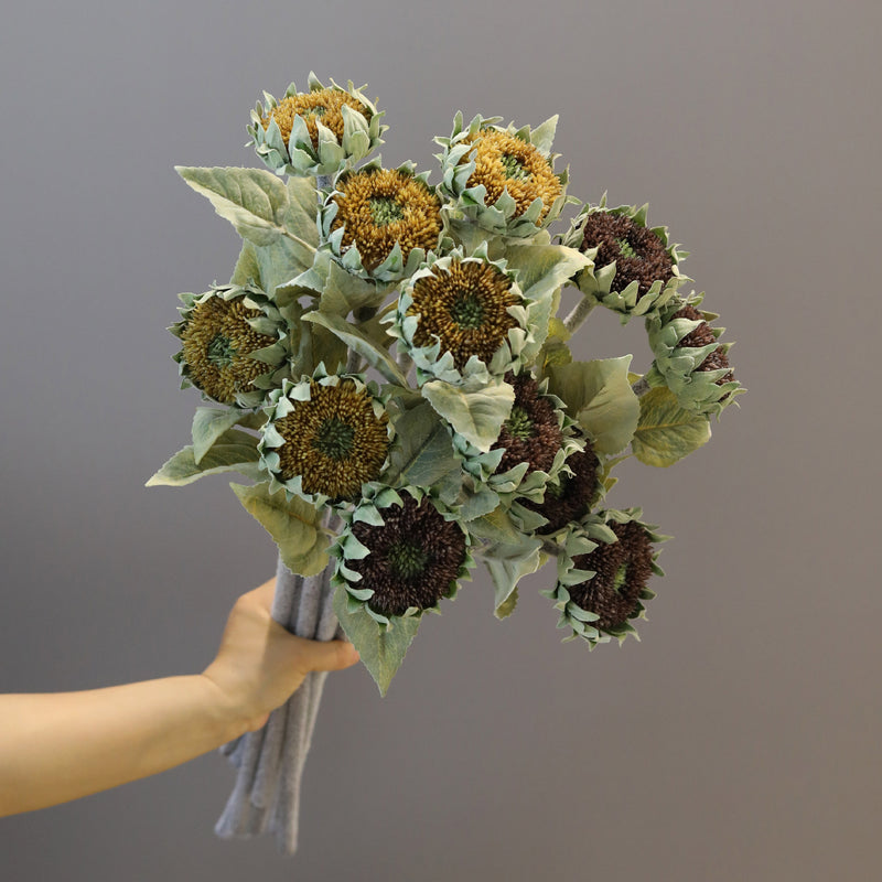 Artificial Single Stem Sunflower, 24" Tall with 3" Bloom, Realistic Faux Flower for Home Decor, Weddings & Commercial Displays, Yellow or Dark Brown