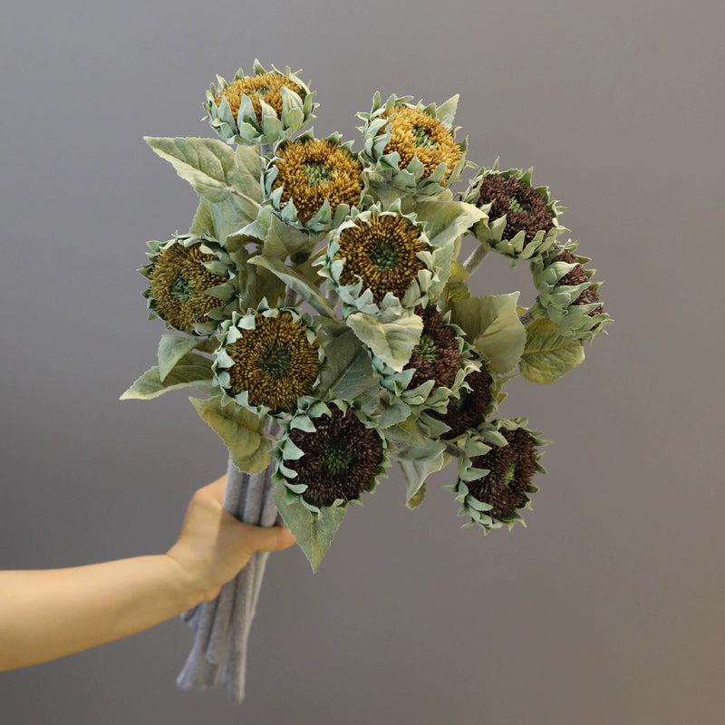Artificial Single Stem Sunflower, 24" Tall with 3" Bloom, Realistic Faux Flower for Home Decor, Weddings & Commercial Displays, Yellow or Dark Brown