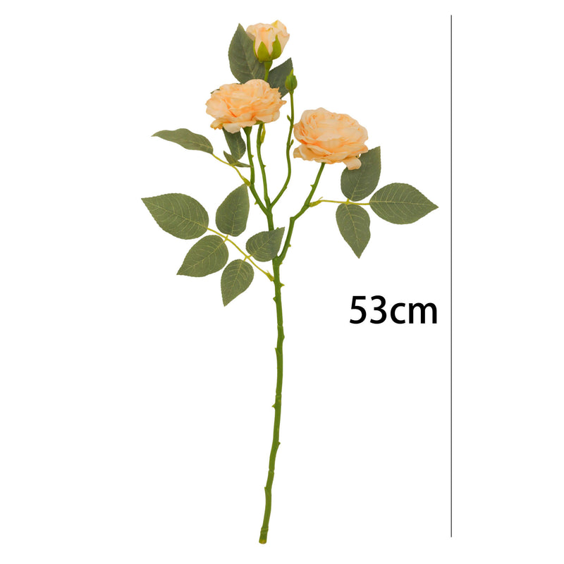 Artificial Rose Bush with 3 Blooms, 21" Silk Floral Arrangement for Home Decor, Weddings & Events, Realistic Faux Flowers