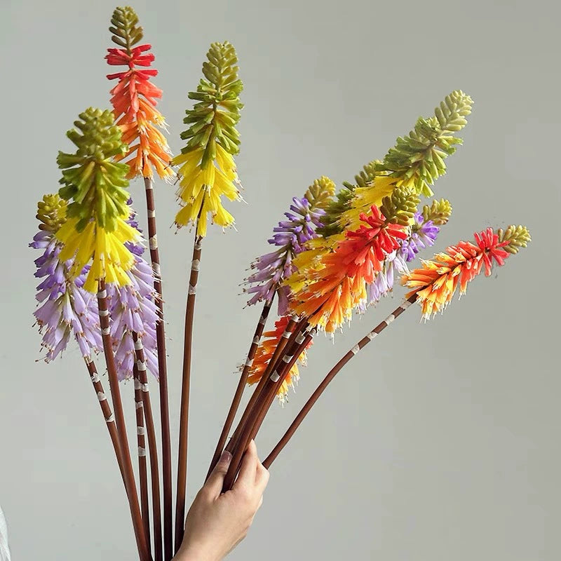 Single Stem Artificial Torch Lily, 28" Silk Flower for Home Decor, Wedding Arrangements, and Commercial Displays