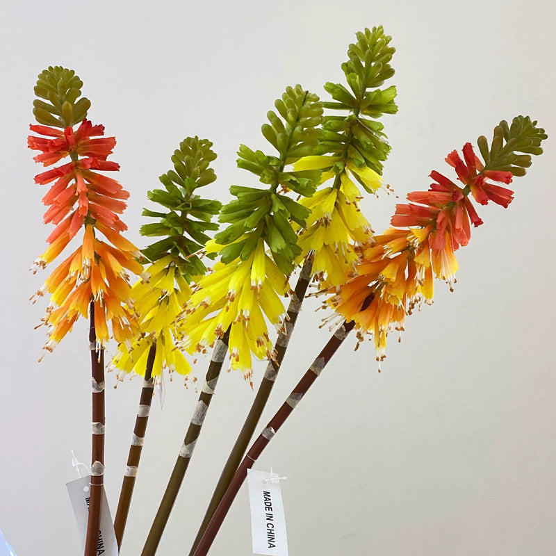Single Stem Artificial Torch Lily, 28" Silk Flower for Home Decor, Wedding Arrangements, and Commercial Displays
