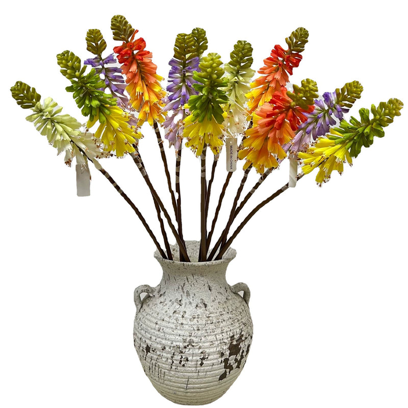 Single Stem Artificial Torch Lily, 28" Silk Flower for Home Decor, Wedding Arrangements, and Commercial Displays