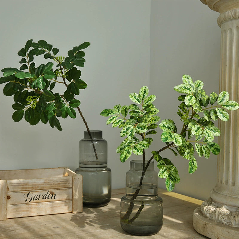 Artificial Snowflake Leaf Greenery, 28" Single Stem, Modern Home Decor for Living Room, Office, or Wedding Styling