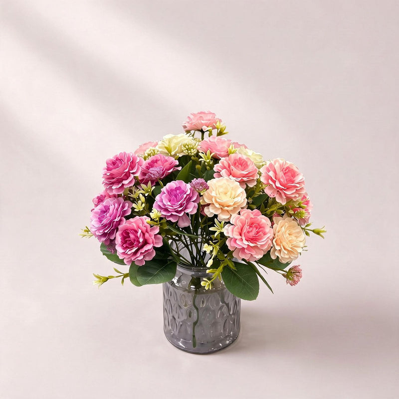 Artificial Peony Bush, 6 Blooms, 13" Tall, Perfect for Home Decor, Weddings, and Events