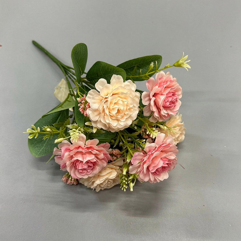 Artificial Peony Bush, 6 Blooms, 13" Tall, Perfect for Home Decor, Weddings, and Events