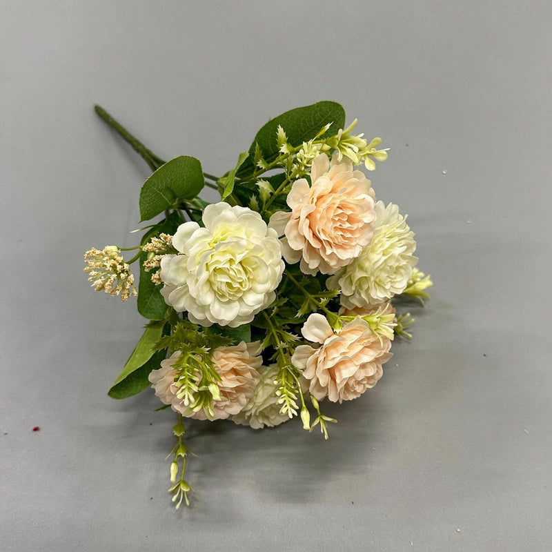 Artificial Peony Bush, 6 Blooms, 13" Tall, Perfect for Home Decor, Weddings, and Events
