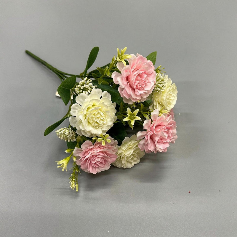 Artificial Peony Bush, 6 Blooms, 13" Tall, Perfect for Home Decor, Weddings, and Events