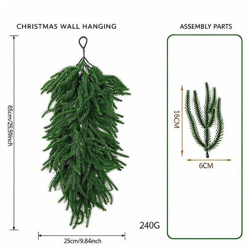 Artificial Christmas Garland with Pine, Holly, and Berries, 25" Indoor Holiday Decoration, Realistic Wall Hanging for Home, Office, or Party
