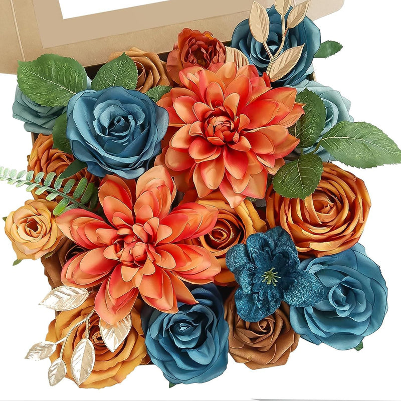 Artificial Flower Set, Pack of 20 Loose Flower Heads, Anna Roses & Dahlias, Perfect for DIY Wedding Bouquets, Home Decor & Event Styling