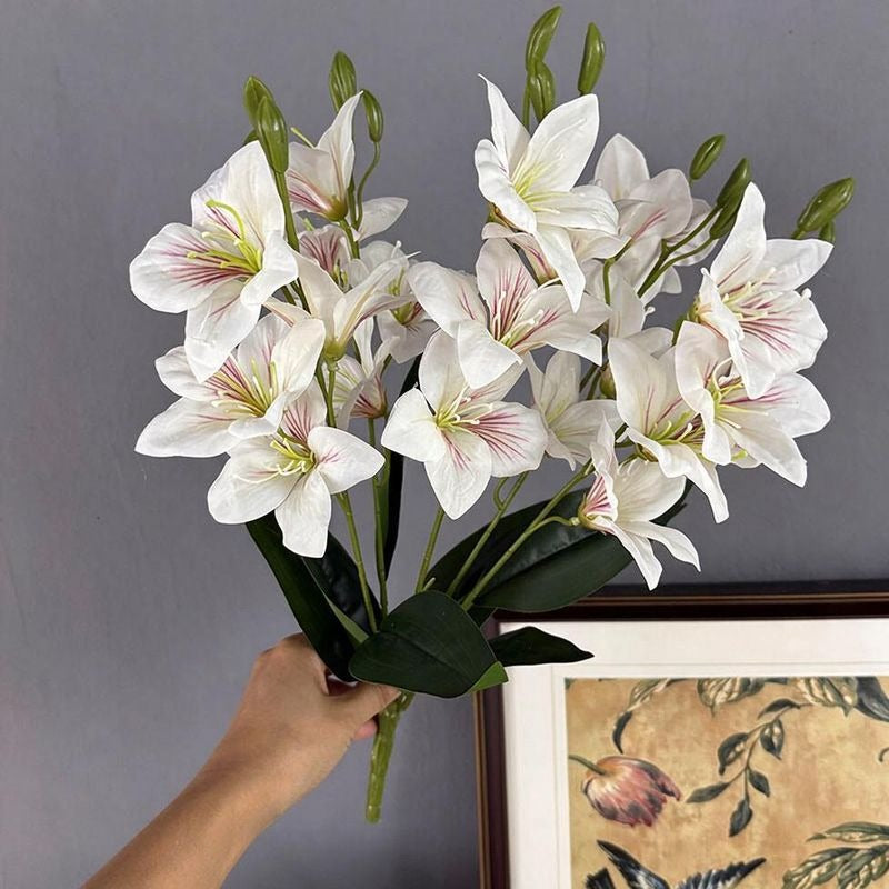 Artificial Redbud Bush, 20 Blooms, 19" Tall, Silk Floral Arrangement for Home Decor, Weddings, and Events