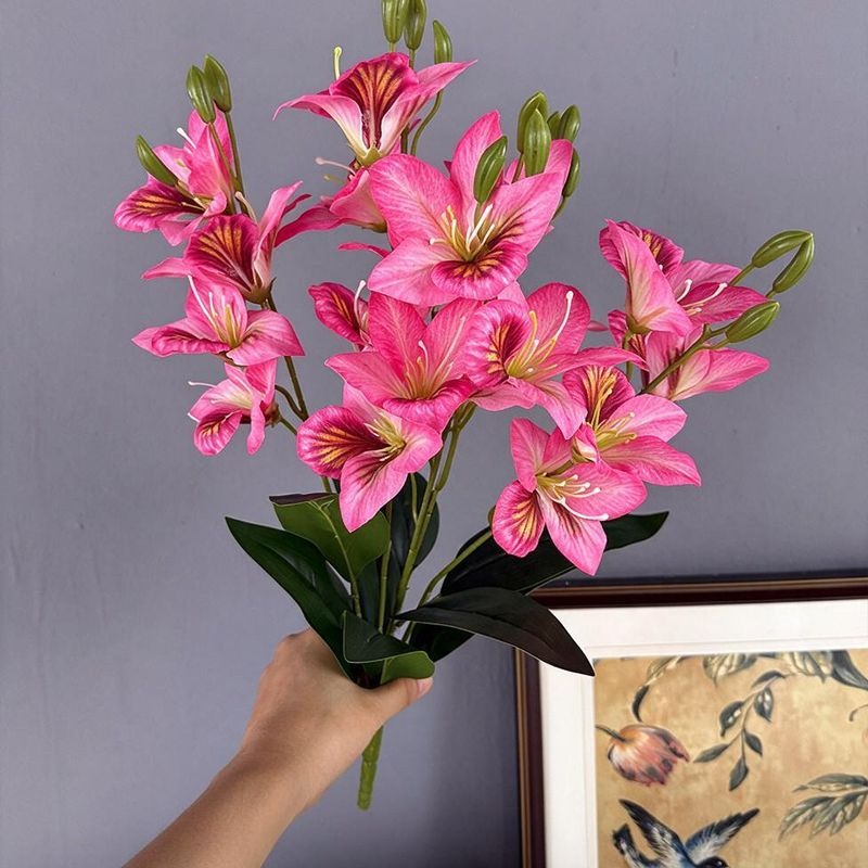 Artificial Redbud Bush, 20 Blooms, 19" Tall, Silk Floral Arrangement for Home Decor, Weddings, and Events