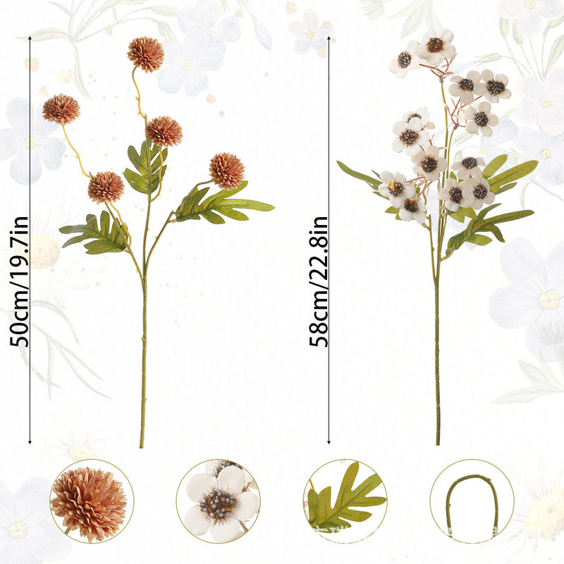 Artificial Dandelion and Plum Blossom Bouquet, 20" and 23" Silk Flowers, Modern Ins Style, Perfect for Home Decor, Weddings, and Events