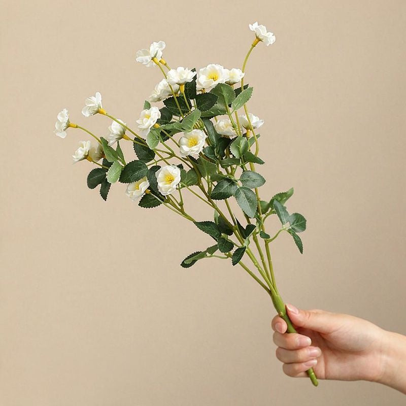 Artificial Rose Bush, 15" Silk Flower Bouquet for Wedding Decor, Home Styling, and Event Arrangements, Allergy-Free & Pet-Safe