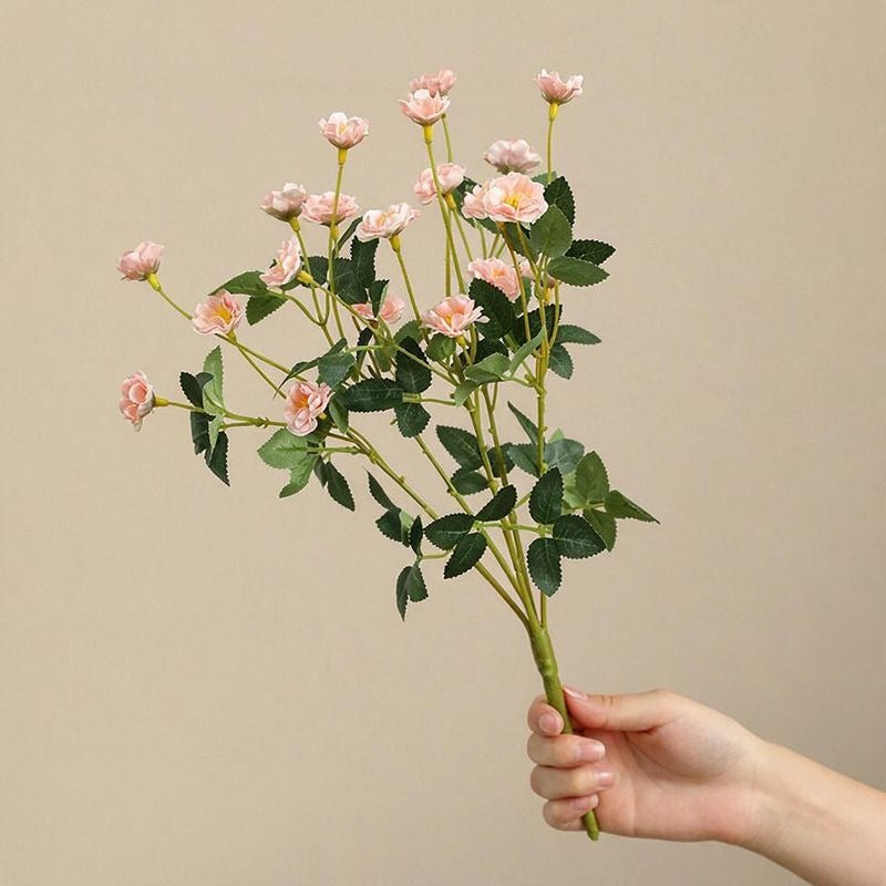 Artificial Rose Bush, 15" Silk Flower Bouquet for Wedding Decor, Home Styling, and Event Arrangements, Allergy-Free & Pet-Safe