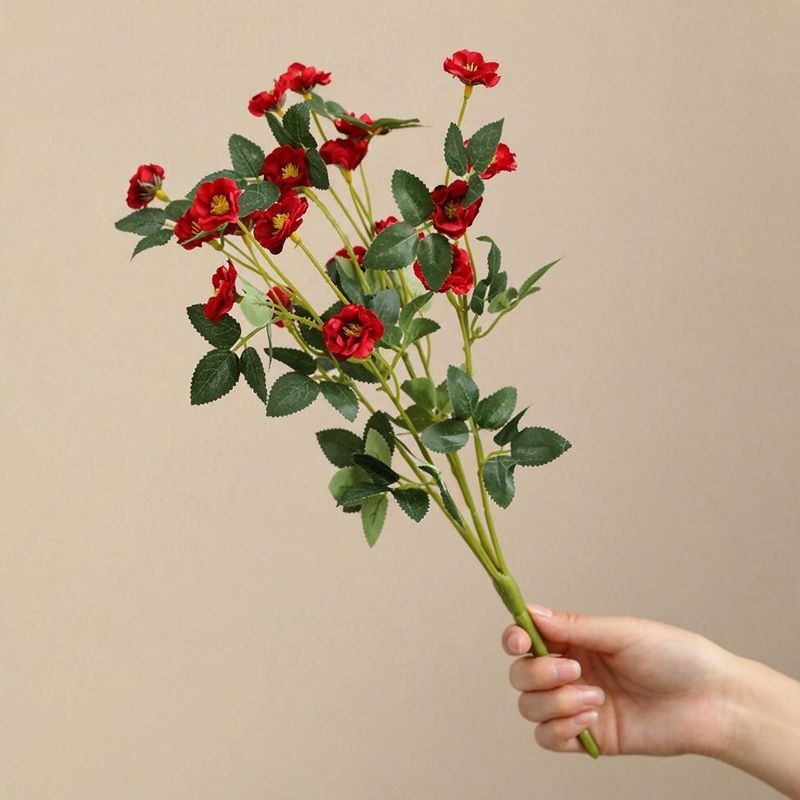 Artificial Rose Bush, 15" Silk Flower Bouquet for Wedding Decor, Home Styling, and Event Arrangements, Allergy-Free & Pet-Safe